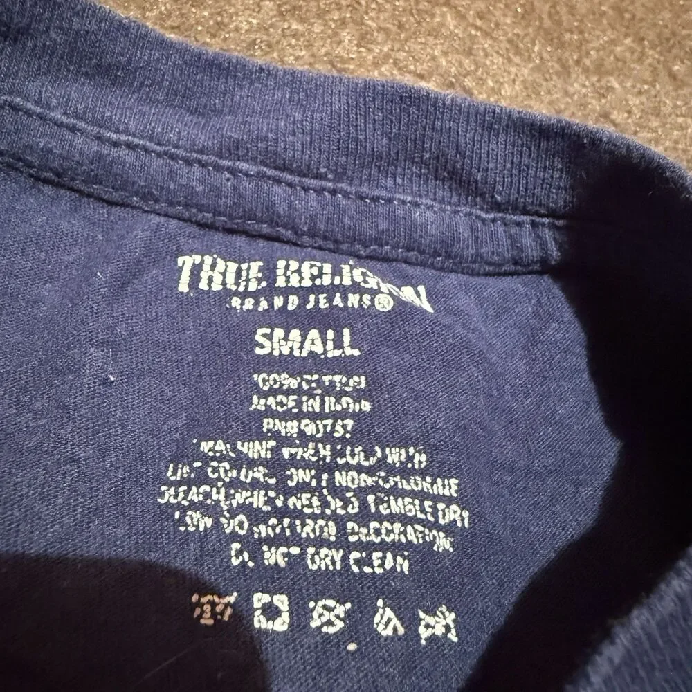 True Religion Mens TShirt S Small Blue Short Sleeve Tee Shirt